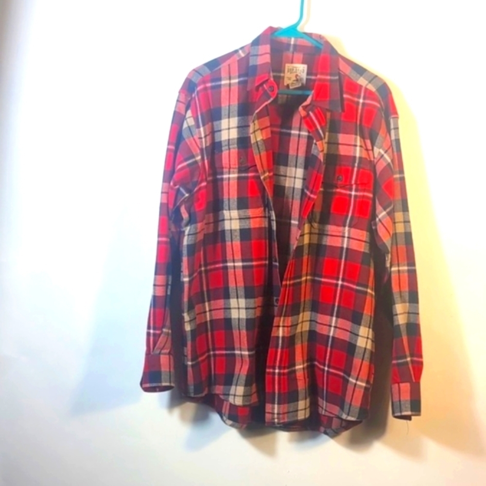 Red Head Vintage Brand Hunting plaid Button-Up Shirt - Red and Tan Size Large